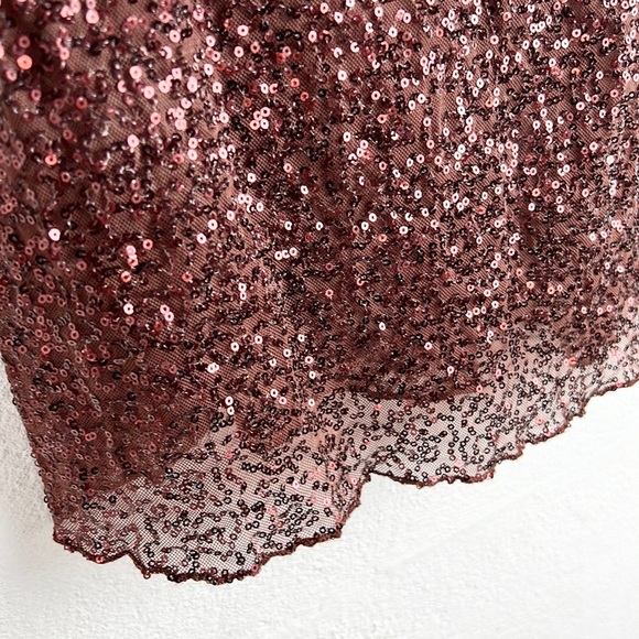 H.I.P. |🍂Copper Brown Sparkly Sequins Sheer Spaghetti Straps Tank Top - Picture 12 of 14